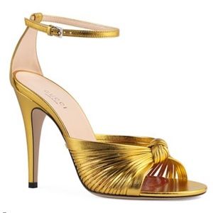 GUCCI Woman’s Crawford Metallic Leather Sandal